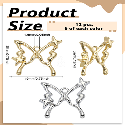 12Pcs 2 Colors Rack Plating Alloy Pendants FIND-LP0005-48-1