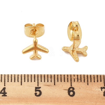 304 Stainless Steel Tiny Airplane Stud Earrings with 316 Stainless Steel Pins for Women LS-EJEW-J043-01G-1