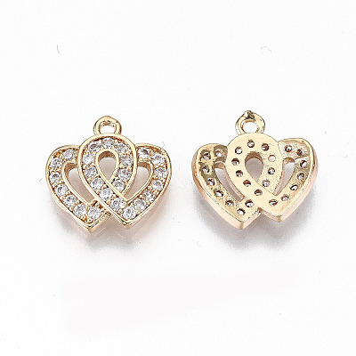 Brass Micro Pave Cubic Zirconia Charms X-KK-S359-049-RS-1