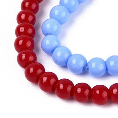 Opaque Solid Color Glass Beads Strands GLAA-N058-6mm-A01-1