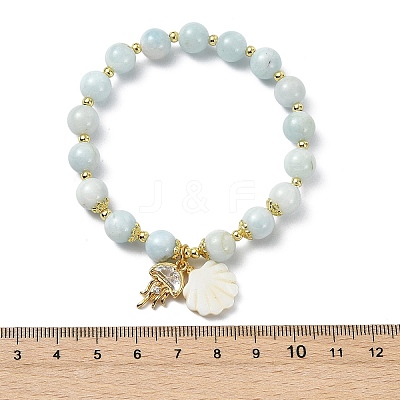 Natural Aquamarine Bead Bracelets BJEW-JB14149-02-1