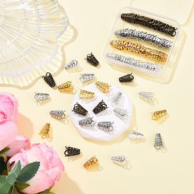 80Pcs 4 Colors Iron Bead Caps IFIN-YW0004-01-1