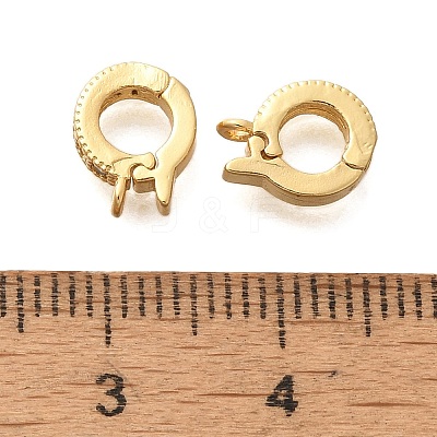 Rack Plating Brass Micro Pave Clear Cubic Zirconia Fold Over Clasps KK-H508-02G-1