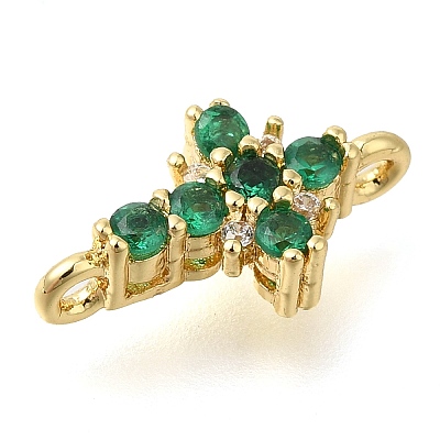 Brass Pave Cubic Zirconia Connector Charms KK-M101-03B-G01-1