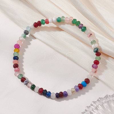 Dyed Natural Malaysia Jade Rondelle Beads Stretch Bracelets for Women BJEW-JB13041-1