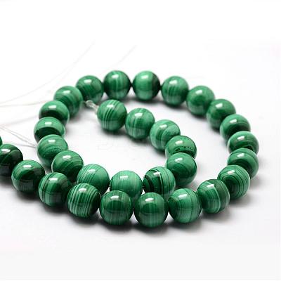 Natural Malachite Bead Strands G-O143-10-12mm-1