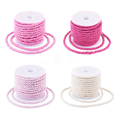 4 Rolls 4 Colors Round Polyester Cord OCOR-TA0003-88D-1