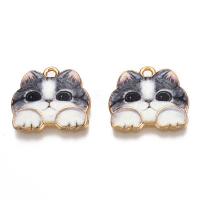Rack Plating Printed Alloy Pendants ENAM-N055-177J-1