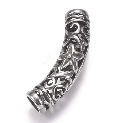 304 Stainless Steel Hollow Tube Beads STAS-I082-09AS-1