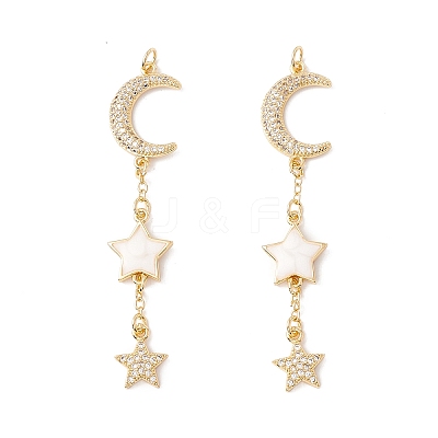 Rack Plating Brass Micro Pave Clear Cubic Zirconia Big Pendants X-ZIRC-I057-05G-1