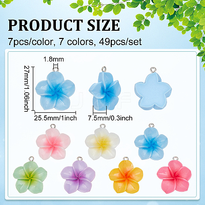 49Pcs 7 Colors Opaque Resin Pendants CRES-PH0001-30-1