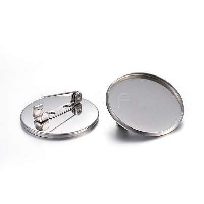 Tarnish Resistant 304 Stainless Steel Brooch Base Settings STAS-F191-04P-25mm-1