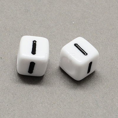 Large Hole Acrylic Letter European Beads SACR-Q103-7mm-01I-1