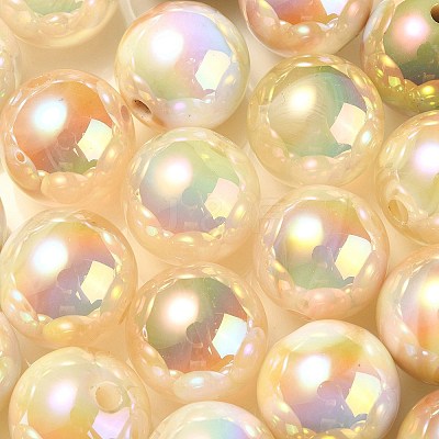 UV Plating Rainbow Iridescent Acrylic Beads PACR-E001-03I-1