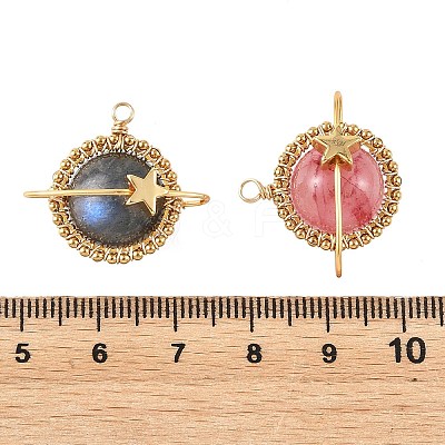 4Pcs 4 Styles Natural Labradorite & Yellow Hematoid Quartz & Amethyst & Dyed Green Jade Copper Wire Wrapped Pendants PALLOY-TA00426-1