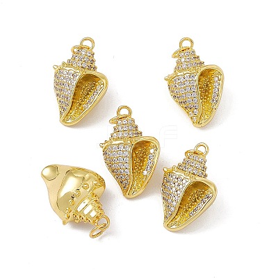 Rack Plating Brass Micro Pave Cubic Zirconia Pendants KK-C007-30G-1