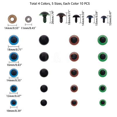 Craft Plastic Doll Eyes Stuffed Toy Eyes DIY-PH0026-18-1