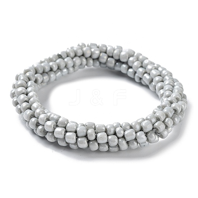 Crochet Glass Beads Braided Stretch Bracelet BJEW-K232-01V-1