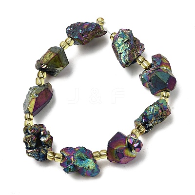 Electroplated Raw Rough Natural Amethyst Beads Strands G-Z131-J02-03-1