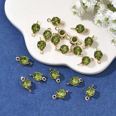 SHEGRACE Brass Pave Cubic Zirconia Flat Round Connector Charms XGRQ2O473-435D-G-1
