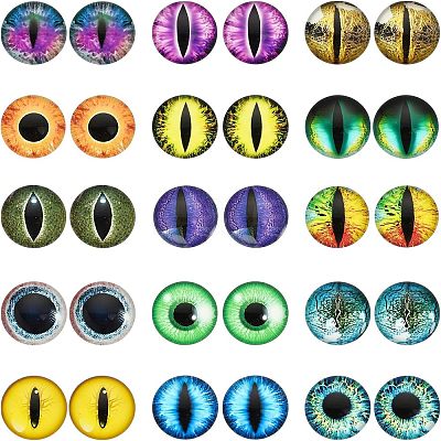 30Pcs 15 Style Luminous Glass Cabochons DIY-CA0004-97-1