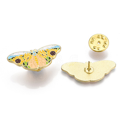 Butterfly with Sunflower Enamel Pin JEWB-G014-B01-1