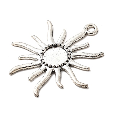 Tibetan Style Alloy Sun Pendant Cabochon Settings TIBEP-Q043-079-RS-1