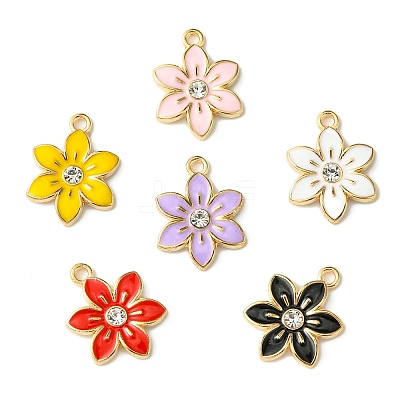 30Pcs 6 Colors Flower Alloy Enamel Pendants ENAM-CJ0006-22-1