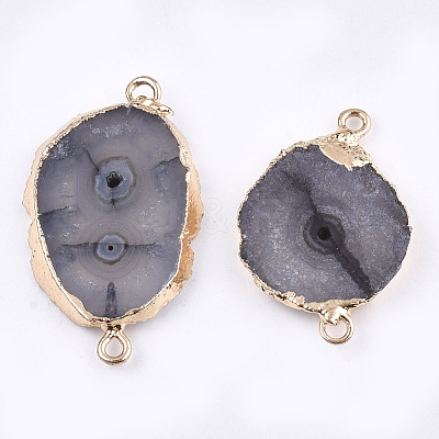 Electroplate Natural Druzy Agate Links connectors G-T112-07A-1