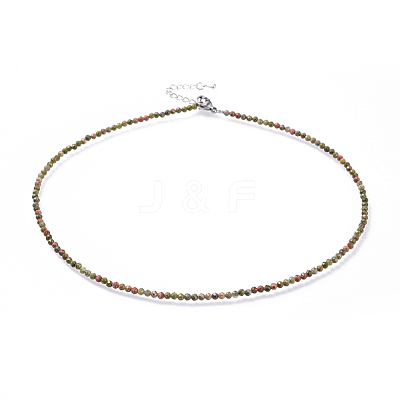 Natural Unakite Beaded Necklaces NJEW-JN02492-05-1