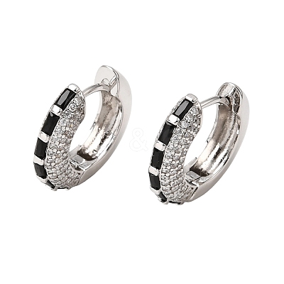 Brass Micro Pave Cubic Zirconia Hoop Earrings KK-CBA8324-22P-1
