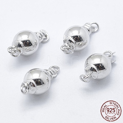 Anti-Tarnish Rhodium Plated 925 Sterling Silver Box Clasps STER-F037-017P-8mm-1