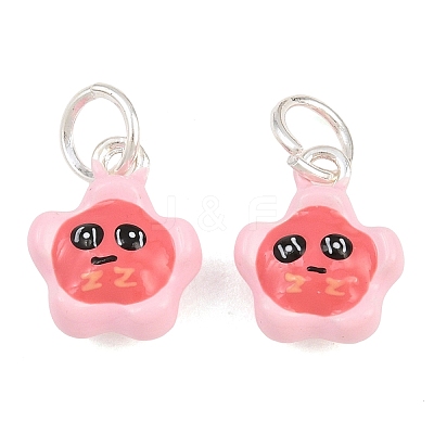 Alloy with Hot Pink Enamel Charms AL-CBA415D-40S-1