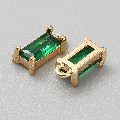 Golden Plated Brass Cubic Zirconia Charms ZIRC-WH0015-01G-02-1