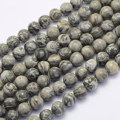 Natural Map Stone/Picasso Stone/Picasso Jasper Beads Strands G-G697-F03-4mm-1