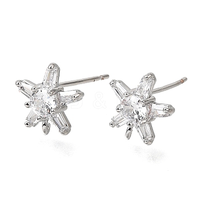 Brass Pave Cubic Zirconia Stud Earring Findings CU-CBAE189-04P-1