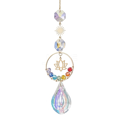 Glass Teardrop Window Hanging Suncatchers HJEW-JM04545-1