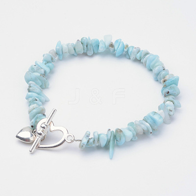 Natural Larimar Beaded Bracelets X-BJEW-JB02681-01-1