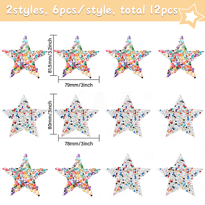 12Pcs 2 Style Star Shape Hotfix Rhinestone DIY-CA0005-96-1