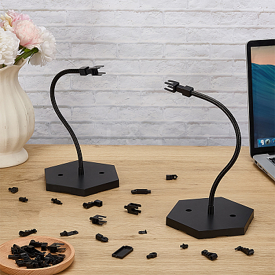 Adjustable Plastic Assembled Action Figure Display Holders with Hexagon Bases DIY-WH0043-157A-1