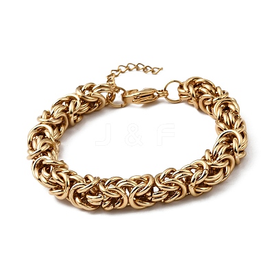 304 Stainless Steel Byzantine Chains Bracelets for Women BJEW-P399-01B-G-1