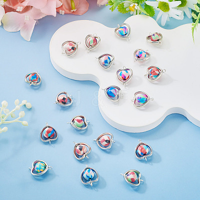 20Pcs Polymer Clay Heart & CCB Frame Links Connector Charms CLAY-TADJ0001-07-1