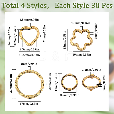 120Pcs 4 Styles Tibetan Style Alloy Bead Frames FIND-SC0008-83-1