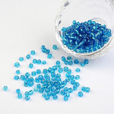 6/0 Round Silver Lined Round Hole Glass Seed Beads X-SEED-A005-4mm-23B-1