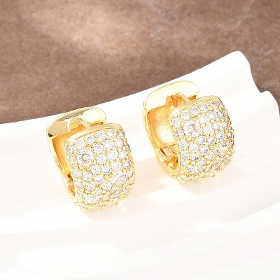 Brass Micro Pave Clear Cubic Zirconia Hoop Earrings EJEW-Z164-21G-1