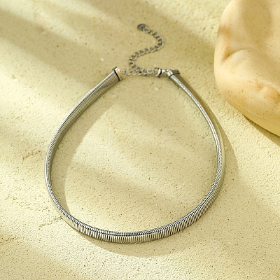 304 Stainless Steel Mesh Chain Choker Necklaces for Women NJEW-U012-03P-02-1