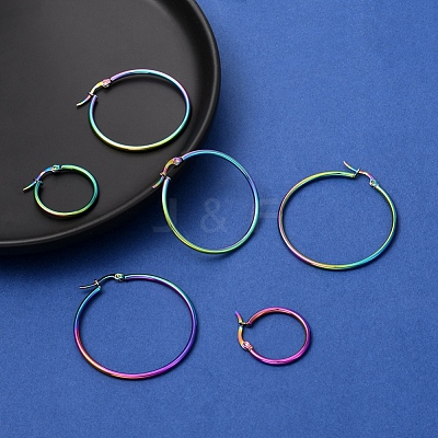 3 Pairs 3 Size 304 Stainless Steel Huggie Hoop Earrings EJEW-FS0001-03-1
