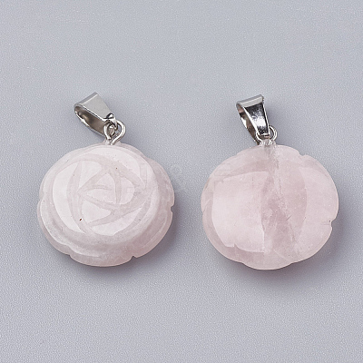 Natural Rose Quartz Pendants X-G-S343-15-1