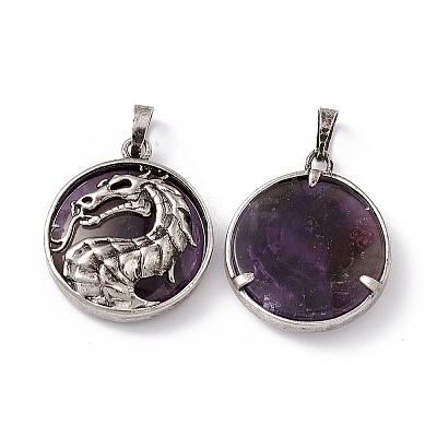 Natural Amethyst Pendants G-H281-05G-1