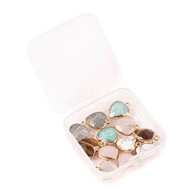 12Pcs 6 Style Electroplate Natural Gemstone Pendants G-LS0002-09-1